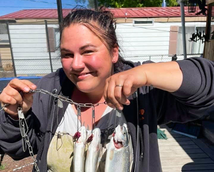 Christina Handsaker holding her catch